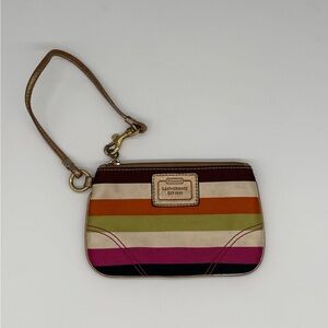 Coach striped wristlet